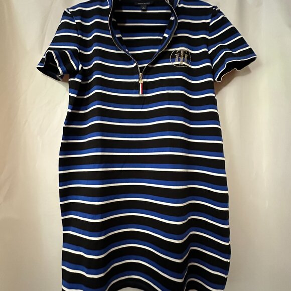 Tommy Hilfinger T-shirt dress striped navy blue and white women - Picture 1 of 4